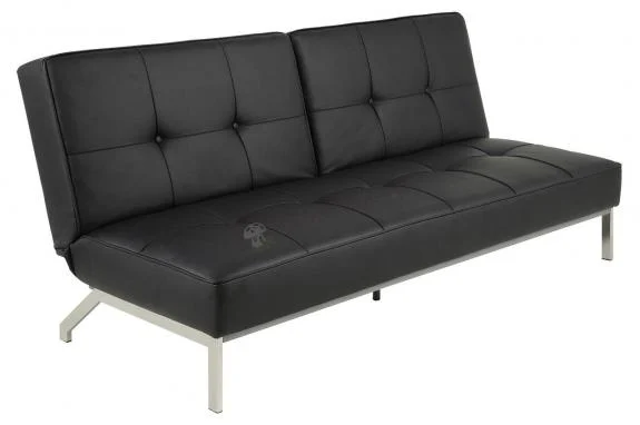 Actona Perugia elegancka sofa rozkładana czarna ekoskóra
